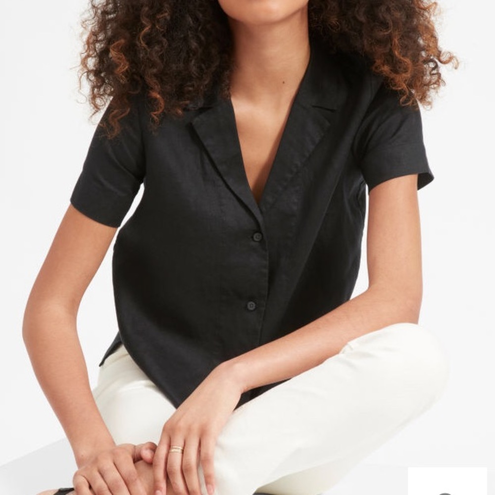 Linen notch short sleeve shirt